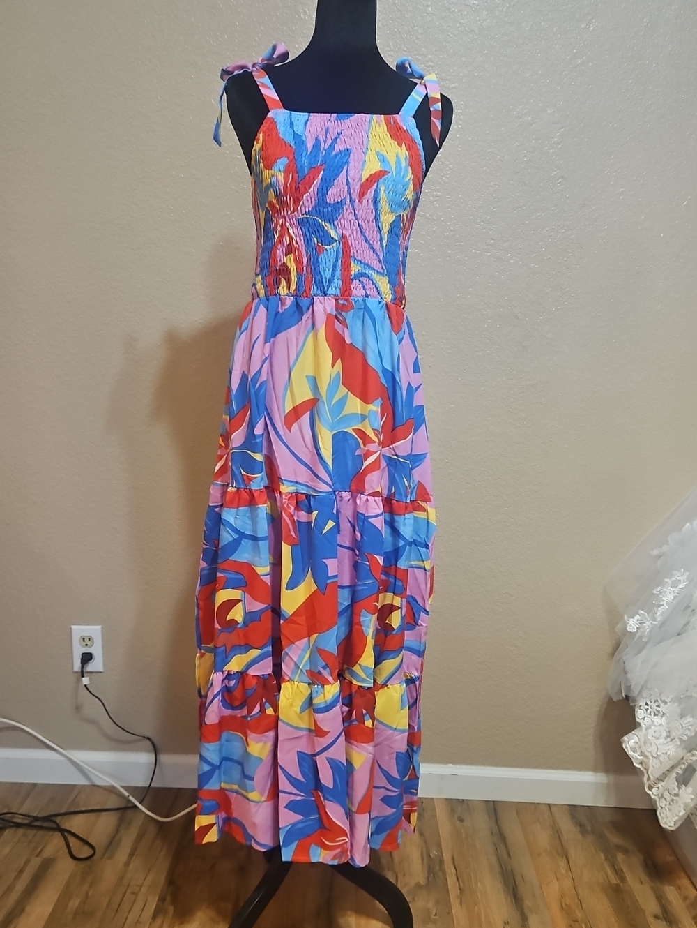 PatPat Multicolor Floral Tie-Shoulder Maxi Dress